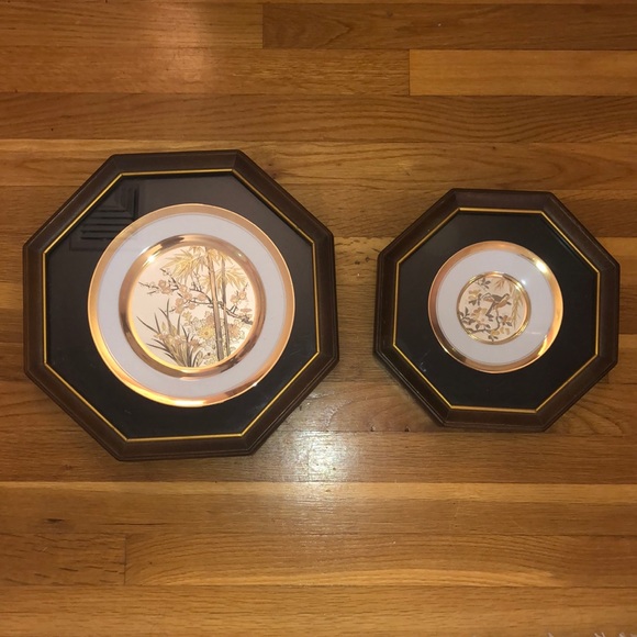 Accents Vintage Chokin Art 24k Gold Framed Accent Plates Poshmark